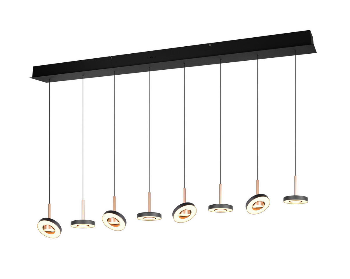 LED-HÄNGELEUCHTE Guano 150/13/200 cm   - Schwarz/Braun, Design, Metall (150/13/200cm) - Trio Leuchten