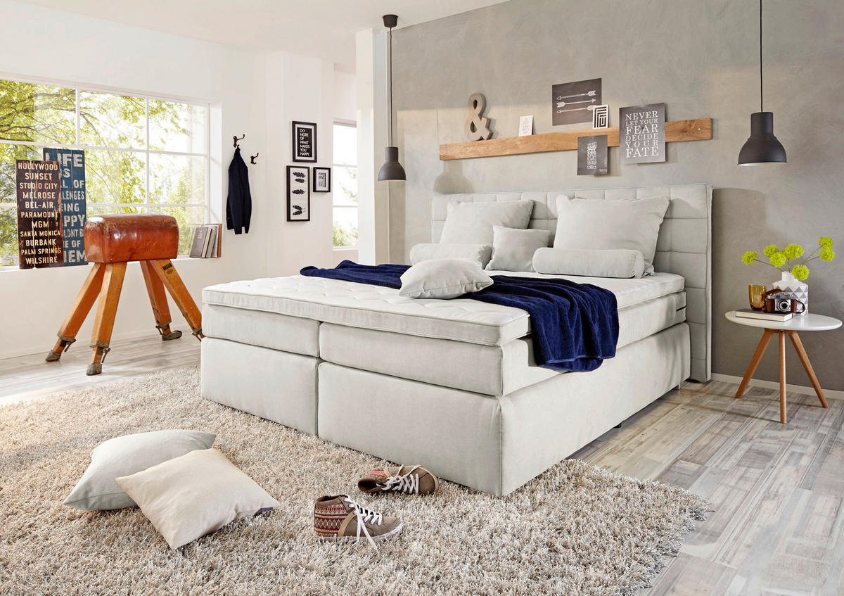 BOXSPRING KREVET 140/200 cm     siva  - siva, Moderno, drvni materijal/tekstil (140/200cm) - Hom`in