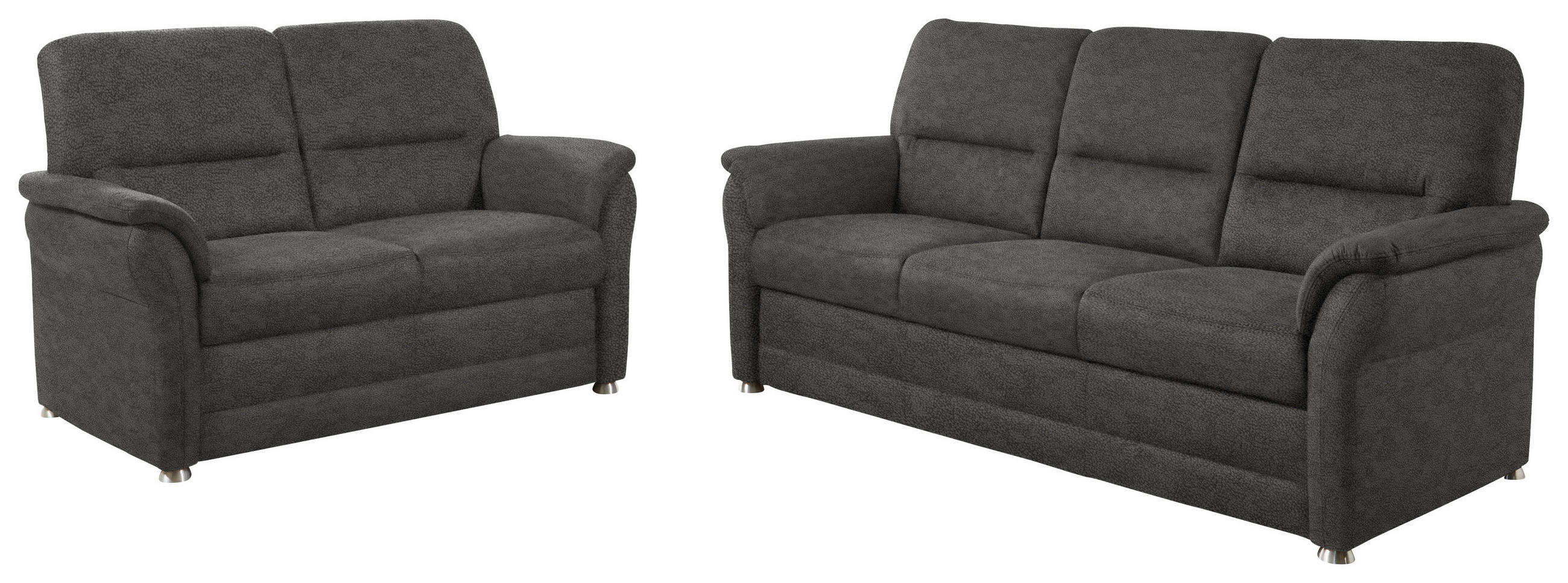 SITZGARNITUR Mikrofaser Grau  - Alufarben/Grau, KONVENTIONELL, Textil/Metall (192/96/89cm) - Beldomo Comfort