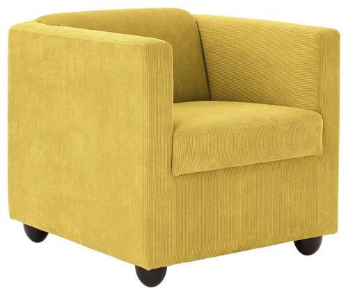 SESSEL in Cord Gelb  - Gelb/Schwarz, Design, Holz/Textil (72/71/75cm) - LOOKS by W.Joop