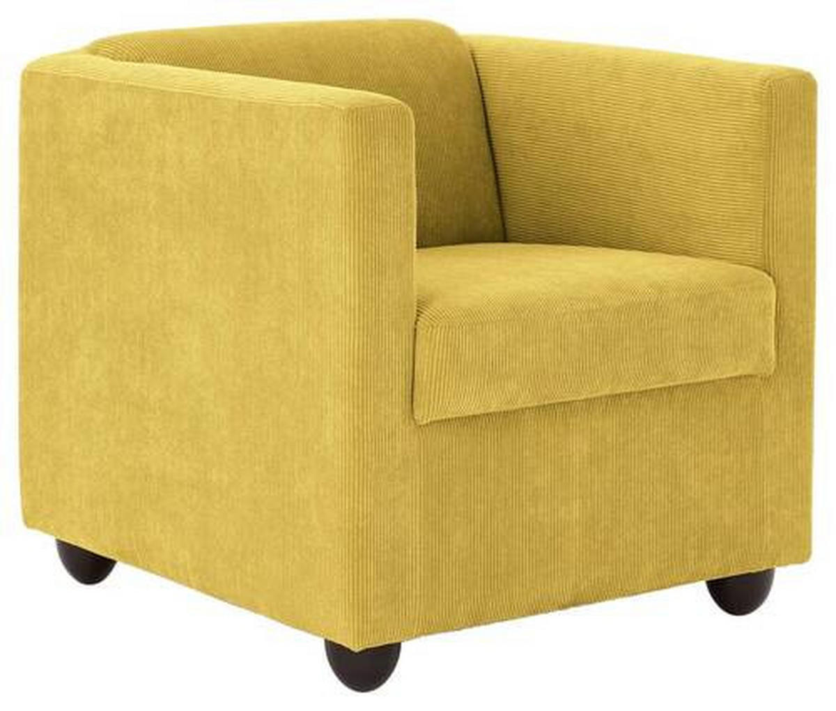 SESSEL in Cord Gelb  - Gelb/Schwarz, Design, Holz/Textil (72/71/75cm) - LOOKS by W.Joop