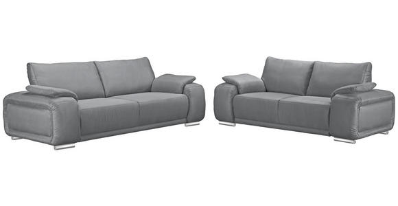 2-SITZER-SOFA Lederlook Grau - Chromfarben/Grau, KONVENTIONELL, Textil/Metall (212/85/95cm) - Carryhome