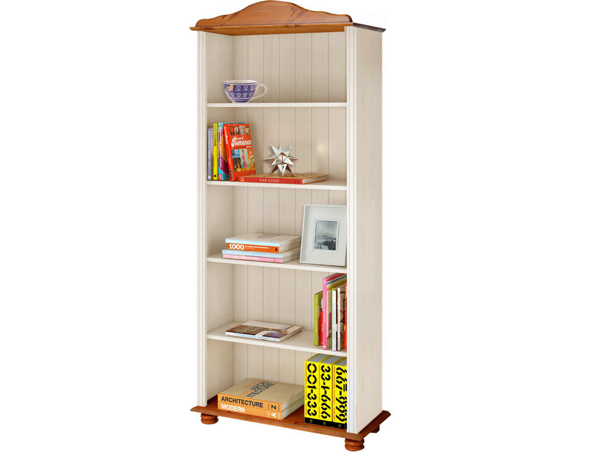 REGAL Kiefer massiv Weiß, Honig  - Weiß/Honig, Design, Holz (77/181/31cm) - MID.YOU