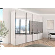 SCHWEBETÜRENSCHRANK  in Weiß  - Chromfarben/Weiß, Design, Glas/Holzwerkstoff (316/235/68cm) - Novel