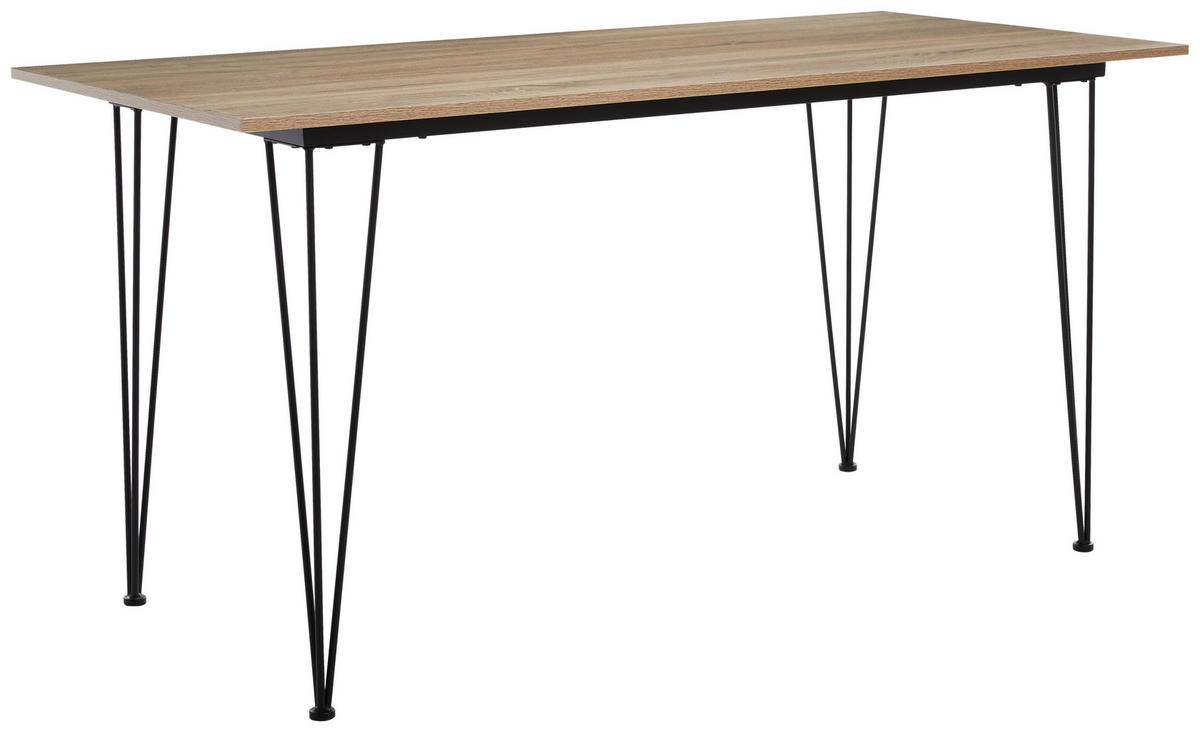 JEDILNA MIZA, naravne barve, črna  - črna/naravne barve, Basics, kovina/leseni material (150/70/75cm) - MID.YOU