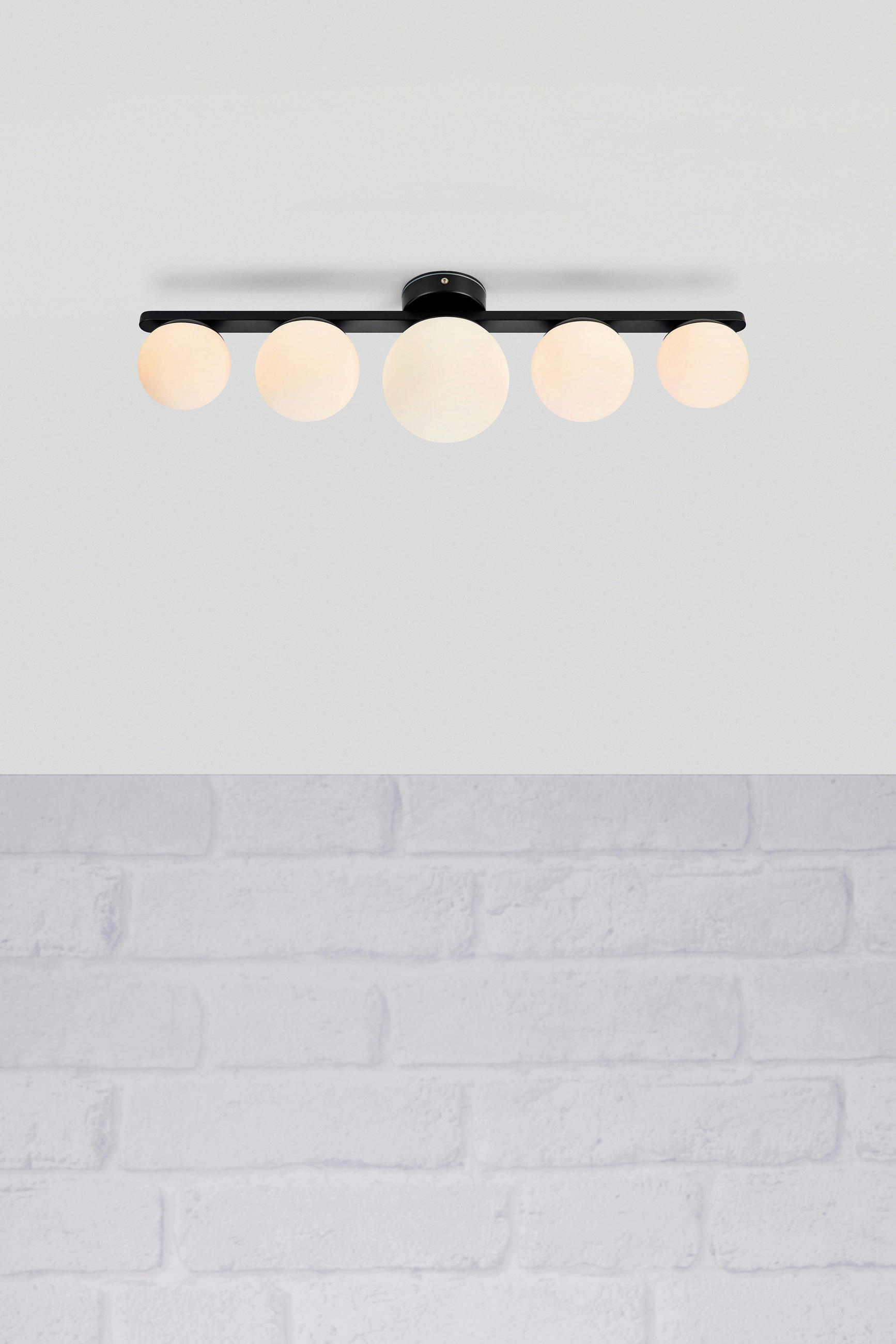 DECKENLEUCHTE - Opal/Schwarz, Basics (65.5/18/13.5cm) - Markslöjd