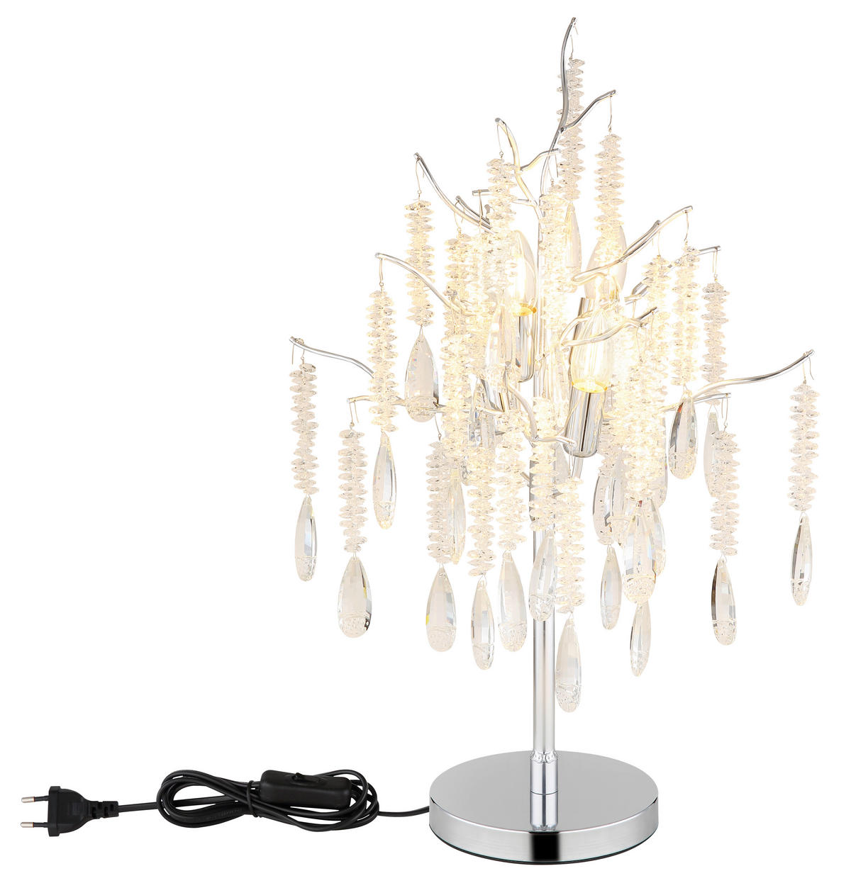 TISCHLEUCHTE 41/67 cm   - Klar/Silberfarben, KONVENTIONELL, Glas/Kunststoff (41/67cm) - Globo