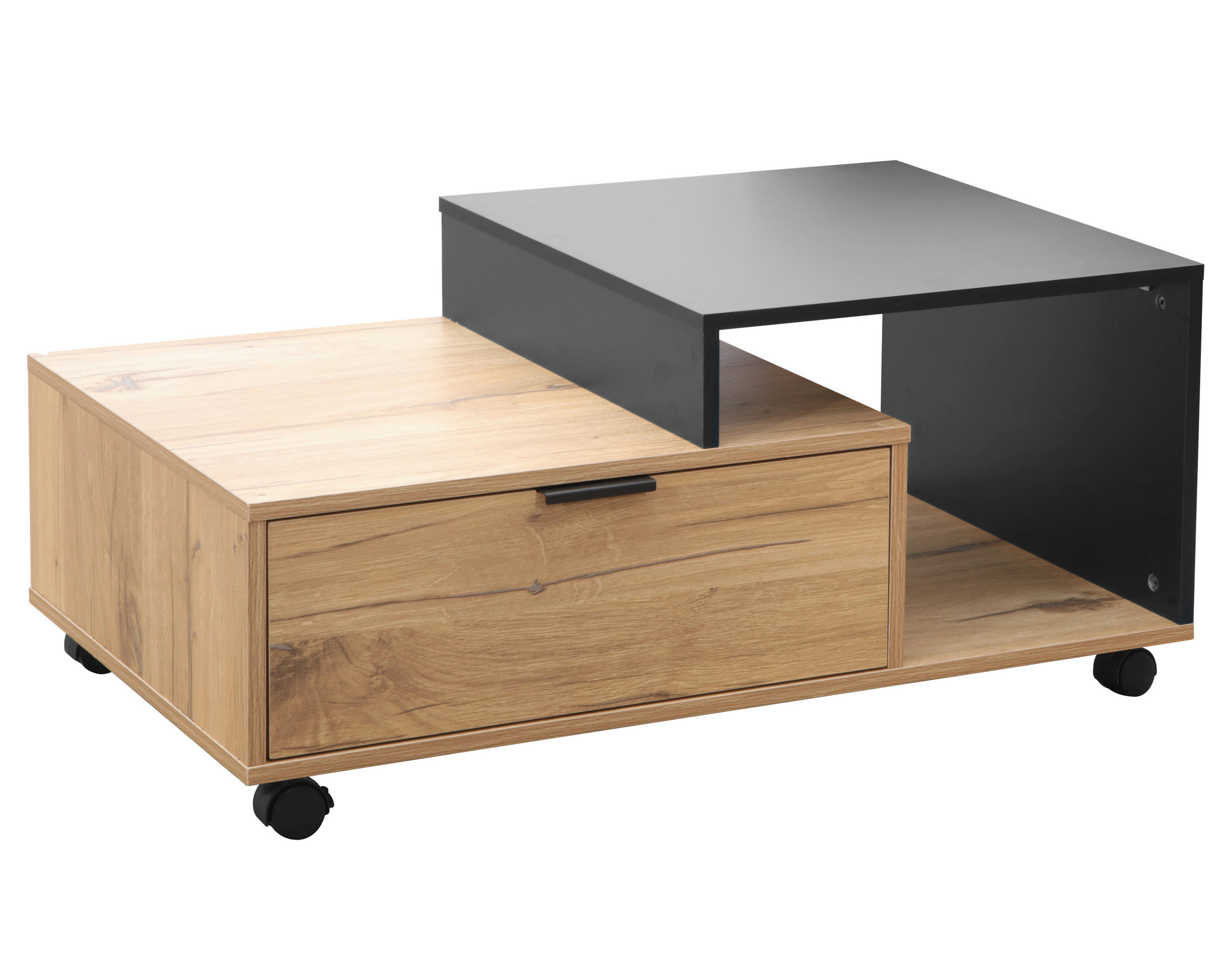 COUCHTISCH 90/50/40 cm rechteckig Schwarz, Eichefarben  - Eichefarben/Schwarz, Design, Holzwerkstoff/Kunststoff (90/50/40cm) - MID.YOU