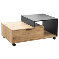 COUCHTISCH 90/50/40 cm rechteckig Schwarz, Eichefarben  - Eichefarben/Schwarz, Design, Holzwerkstoff/Kunststoff (90/50/40cm) - MID.YOU