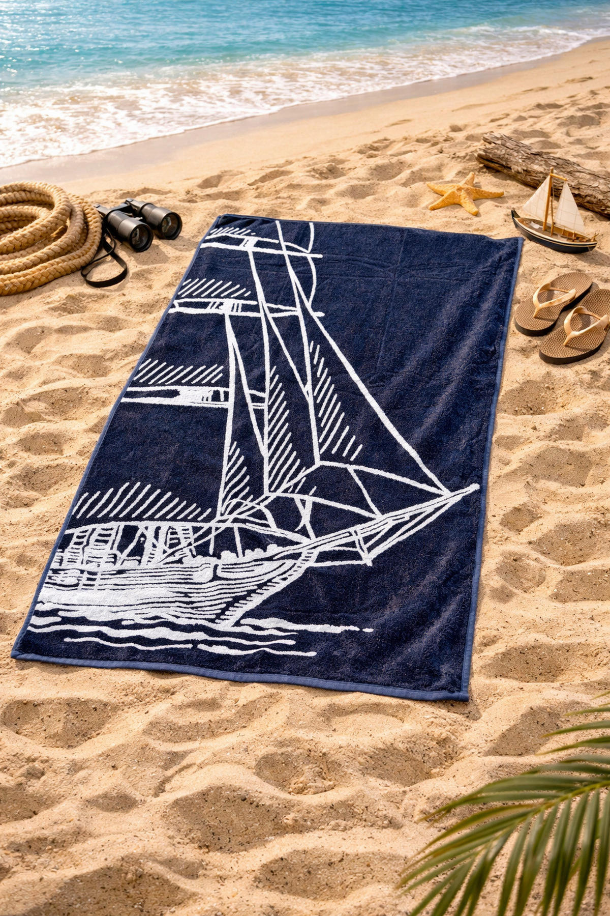 RUČNIK ZA PLAŽU 80/160/160 cm , tamno plava  Beach towel 80x160 cm ship  - tamno plava, Konvencionalno, tekstil (80/160/160cm) - Esposa