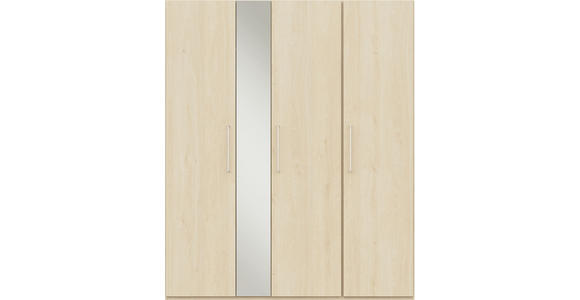 KLEIDERSCHRANK 4-türig Eichefarben  - Edelstahlfarben/Eichefarben, Design, Glas/Holzwerkstoff (177,6/213,6/59,3cm) - Cantus