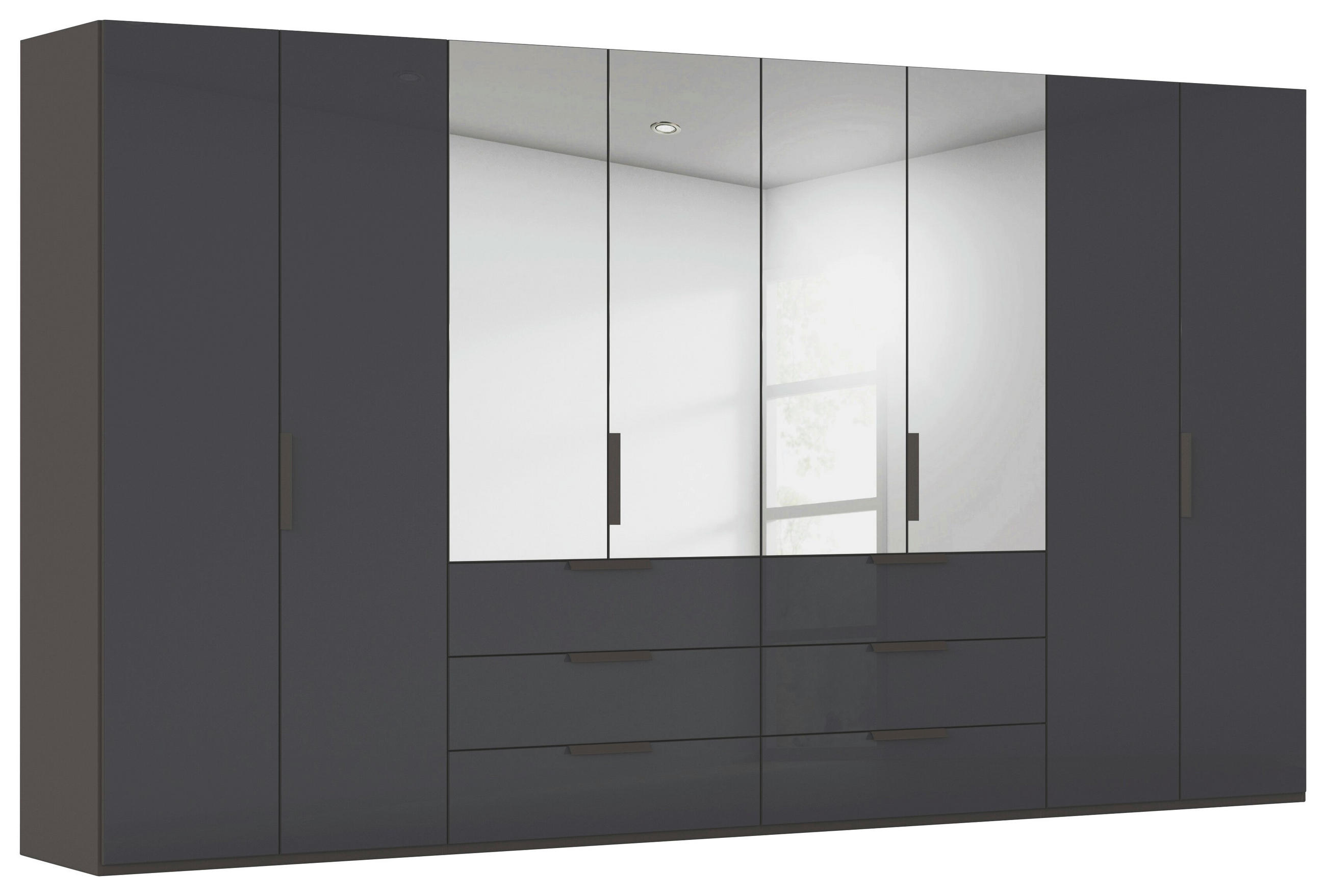DREHTÜRENSCHRANK 400/235/61 cm,  in Graphitfarben, 8-türig  - Graphitfarben, Basics, Glas/Holzwerkstoff (400/235/61cm) - Novel