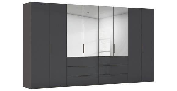 DREHTÜRENSCHRANK 400/223/61 cm,  in Graphitfarben, 8-türig  - Graphitfarben, Basics, Glas/Holzwerkstoff (400/223/61cm) - Novel