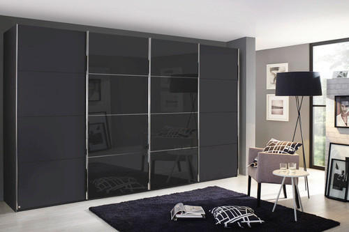 SCHWEBETÜRENSCHRANK  in Graphitfarben, Schwarz  - Chromfarben/Graphitfarben, KONVENTIONELL, Glas/Holzwerkstoff (271/223/68cm) - Novel