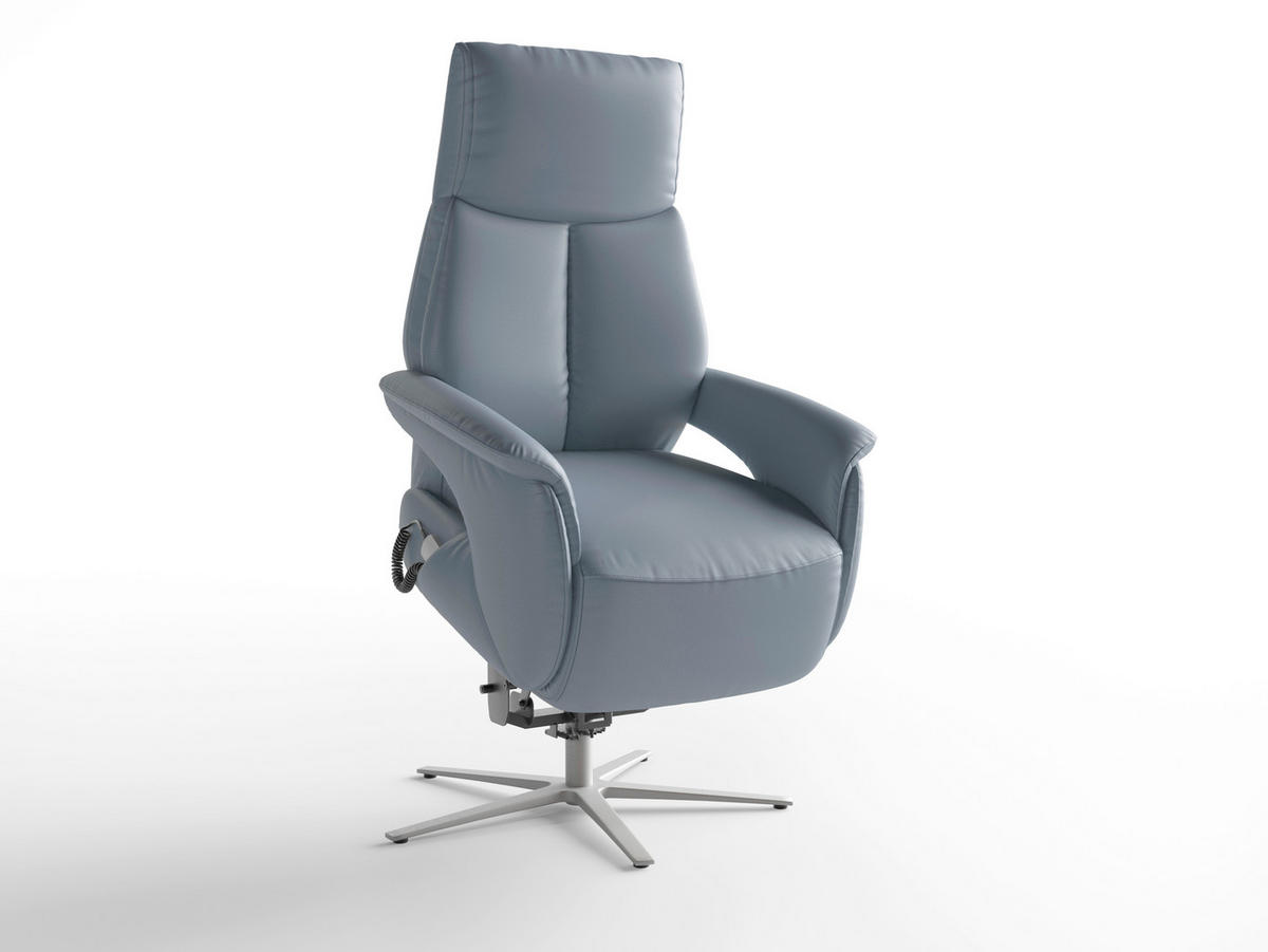 RELAXAČNÍ KŘESLO, kůže, šedomodrá - šedomodrá/barvy stříbra, Basics, kov/kůže (75/110/85cm) - Sit & More