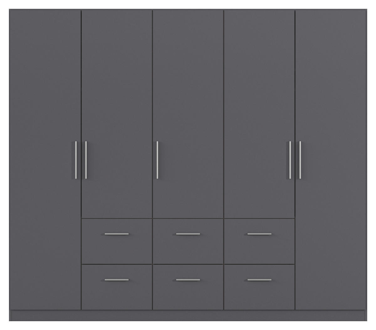 DREHTÜRENSCHRANK 226/197/54 cm,  in Grau, 5-türig  - Alufarben/Grau, KONVENTIONELL, Holzwerkstoff/Kunststoff (226/197/54cm) - home24