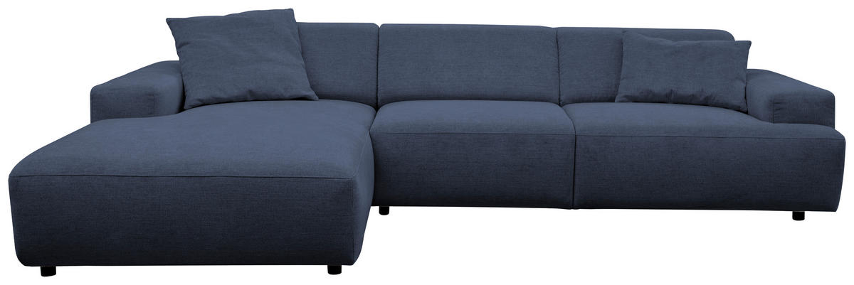 ECKSOFA 184/294 cm  in Flachgewebe Dunkelblau Rücken echt  184/294 cm  - Schwarz/Dunkelblau, KONVENTIONELL, Kunststoff/Textil (184/294cm) - Hom`in