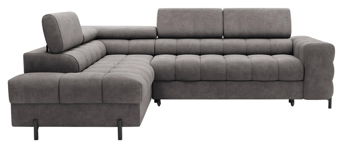 ECKSOFA FERUCCE in Chenille Grau  200/276 cm  - Schwarz/Grau, Design, Textil/Metall (200/276cm) - MID.YOU