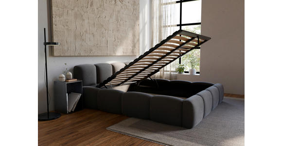 POLSTERBETT Lattenrost, Bettkasten Schwarz 140/200 cm  - Schwarz, Design, Holz/Textil (140/200cm) - Carryhome