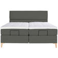 BOXSPRINGBETT 160/200 cm  in Grau  - Eichefarben/Grau, KONVENTIONELL, Holz/Textil (160/200cm) - Voleo