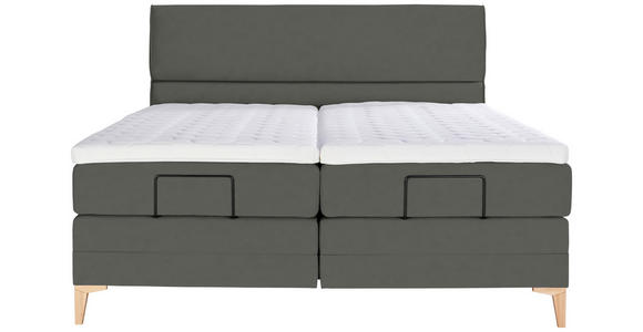 BOXSPRINGBETT 200/200 cm  in Grau  - Eichefarben/Grau, KONVENTIONELL, Holz/Textil (200/200cm) - Voleo