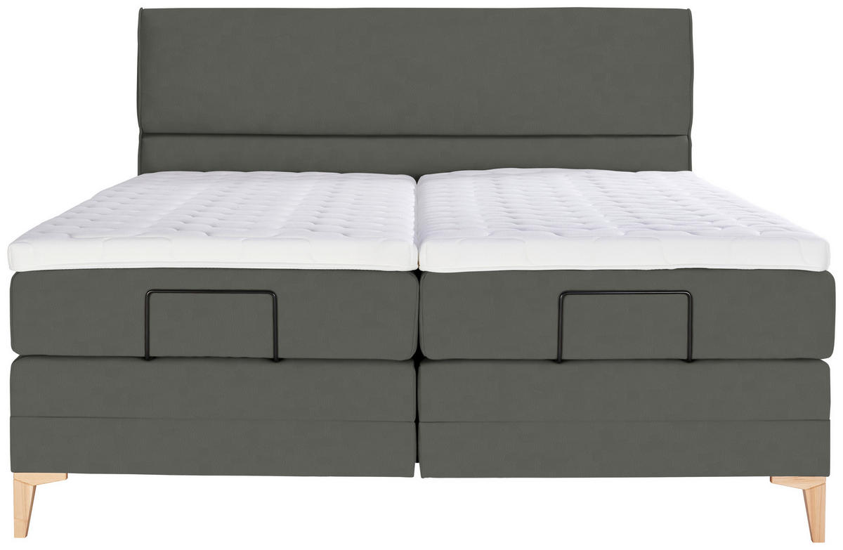 BOXSPRINGBETT 160/200 cm  in Grau  - Eichefarben/Grau, KONVENTIONELL, Holz/Textil (160/200cm) - Voleo