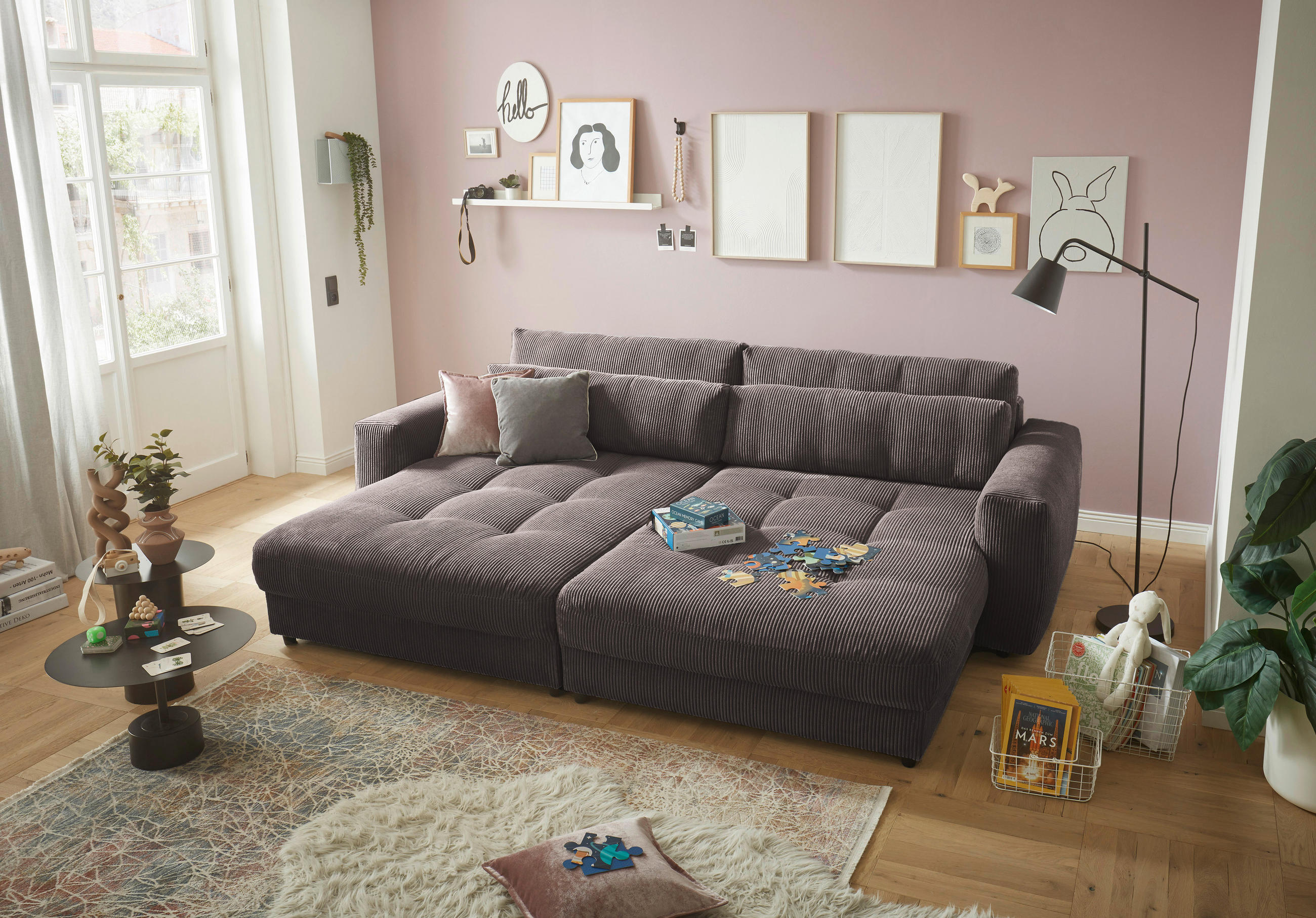 POHOVKA BIG SOFA, textil, kompozitní dřevo, mokka - černá/mokka, Konvenční, kompozitní dřevo/textil (292/90/194cm) - MID.YOU