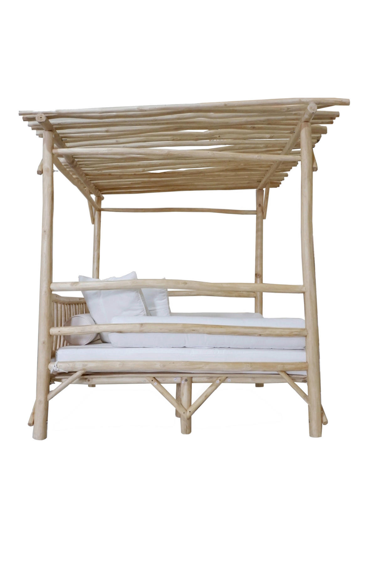 LOUNGEBETT  - Naturfarben/Weiß, Natur, Holz/Textil (200/200/180cm) - Livetastic