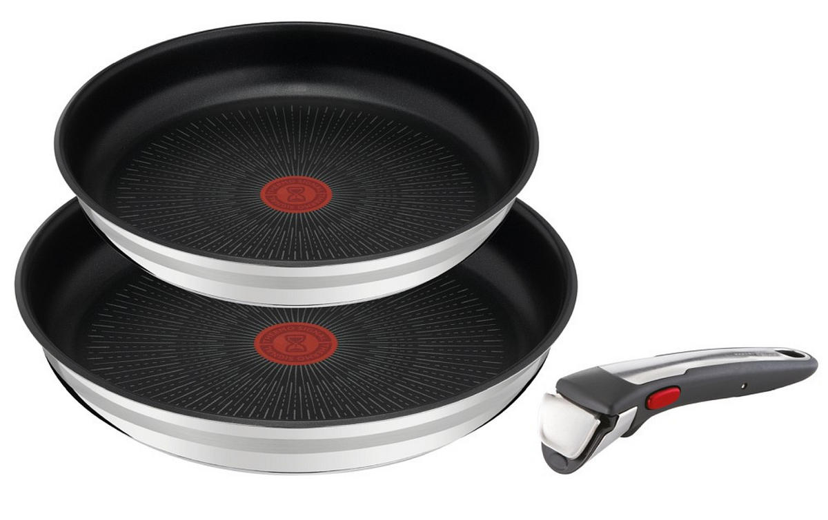 PFANNENSET 2-teilig  - Edelstahlfarben/Schwarz, Basics, Metall (33/33/12cm) - Tefal