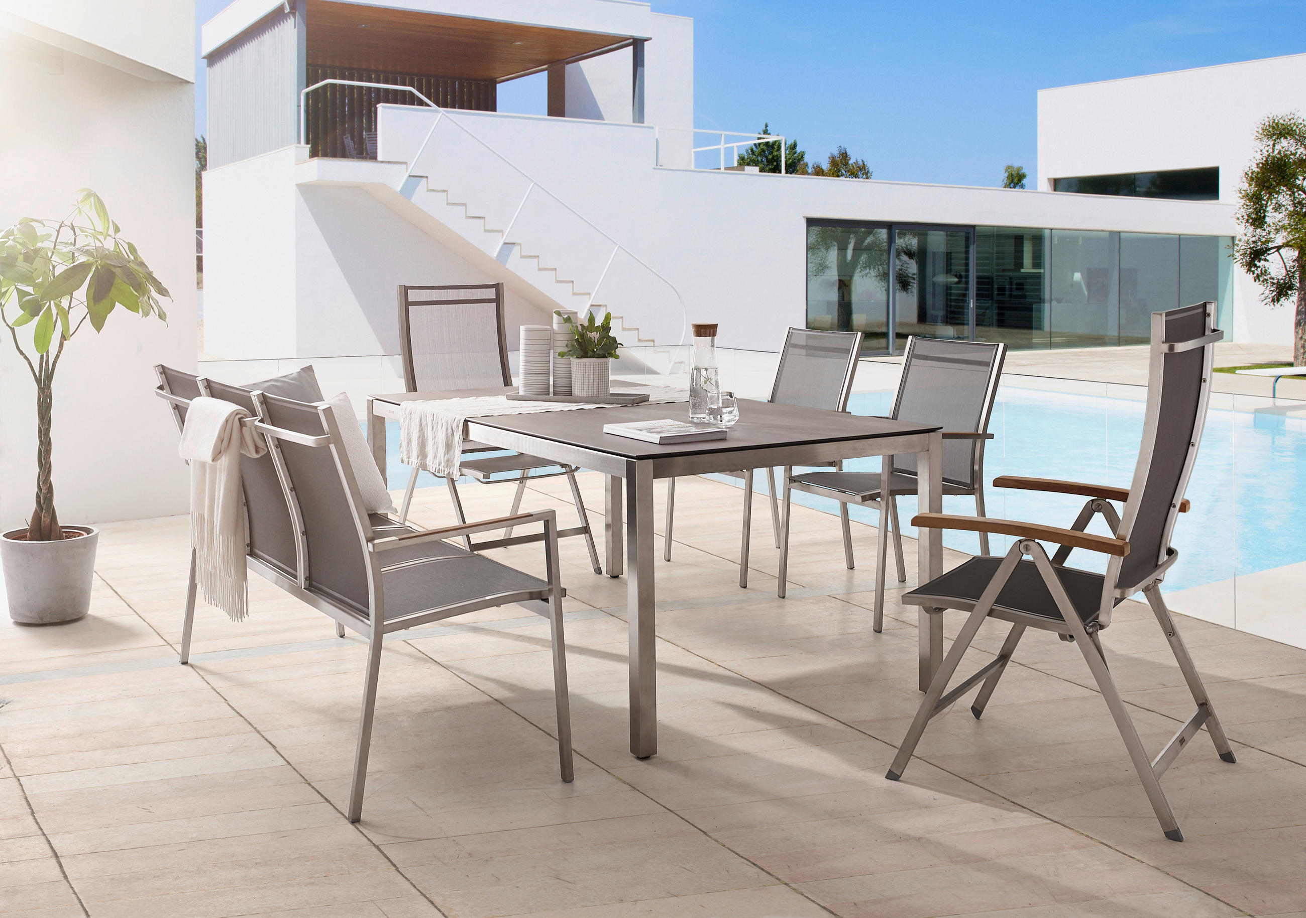 GARTENTISCHPLATTE 210/100/1,3 cm Kunststoff  - Anthrazit, Design, Kunststoff (210/100/1,3cm) - Zebra 