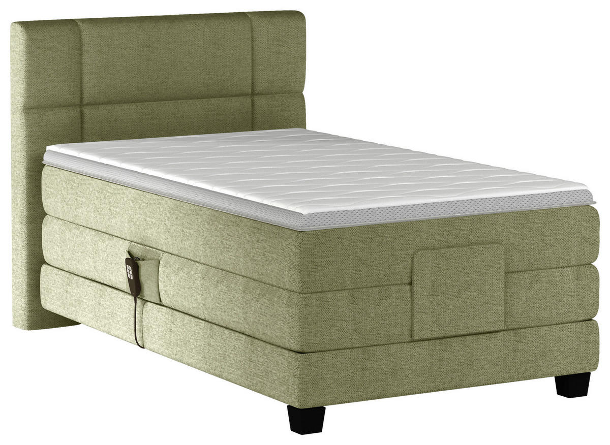 BOXSPRINGBETT 120/200 cm  in Olivgrün  - Schwarz/Olivgrün, KONVENTIONELL, Holz/Kunststoff (120/200cm) - Esposa