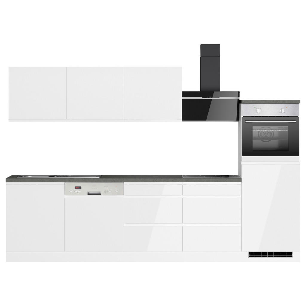 Thumbnail - Held Küchenblock Monza, Grau, Weiß, Weiß Hochglanz, Holzwerkstoff, 6 Schubladen, seitenverkehrt montierbar, nur wie onli...