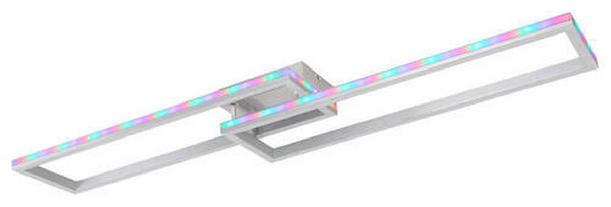 LED-DECKENLEUCHTE 40 W    119,5/25,5/10 cm  - Silberfarben/Opal, Design, Kunststoff/Metall (119,5/25,5/10cm) - Globo