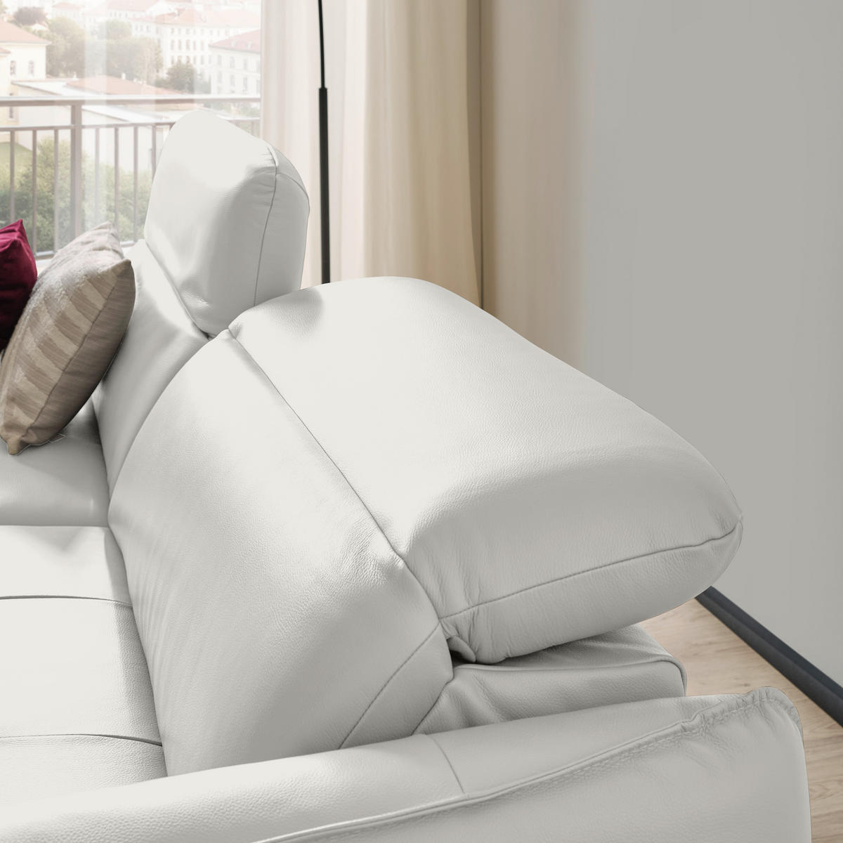 ECKSOFA Creme Echtleder  - Creme/Schwarz, Design, Leder/Metall (175/246cm) - Livetastic