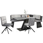 ECKBANKGRUPPE in Textil, Holzwerkstoff Grau, Schwarz, Hellgrau  - Hellgrau/Schwarz, KONVENTIONELL, Holzwerkstoff/Textil (205/155cm) - Cantus