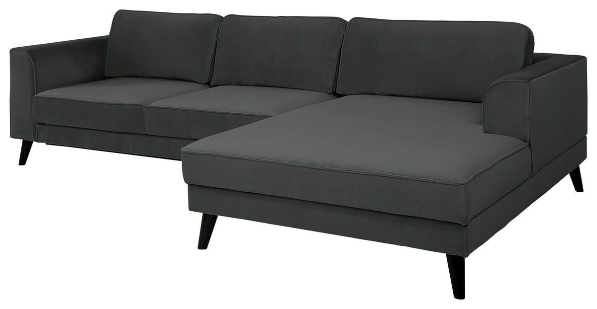 ECKSOFA in Velours Anthrazit  - Wengefarben/Anthrazit, Modern, Holz/Textil (277/167cm) - Trendmanufaktur