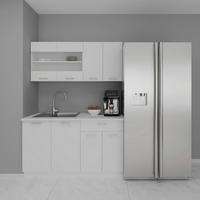 MINIKÜCHE 140 cm   in Weiß  - Alufarben/Weiß, KONVENTIONELL, Holzwerkstoff/Metall (140cm) - MID.YOU