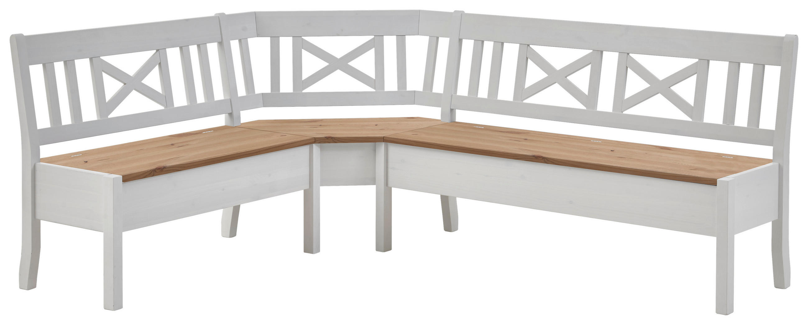 ECKBANK 213/170 cm Weiß, Laugenfarbig Kiefer massiv   - Laugenfarbig/Weiß, ROMANTIK / LANDHAUS, Holz (213/170cm) - Boxxx