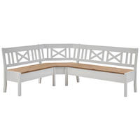 ECKBANK 213/170 cm Weiß, Laugenfarbig Kiefer massiv   - Laugenfarbig/Weiß, ROMANTIK / LANDHAUS, Holz (213/170cm) - Boxxx