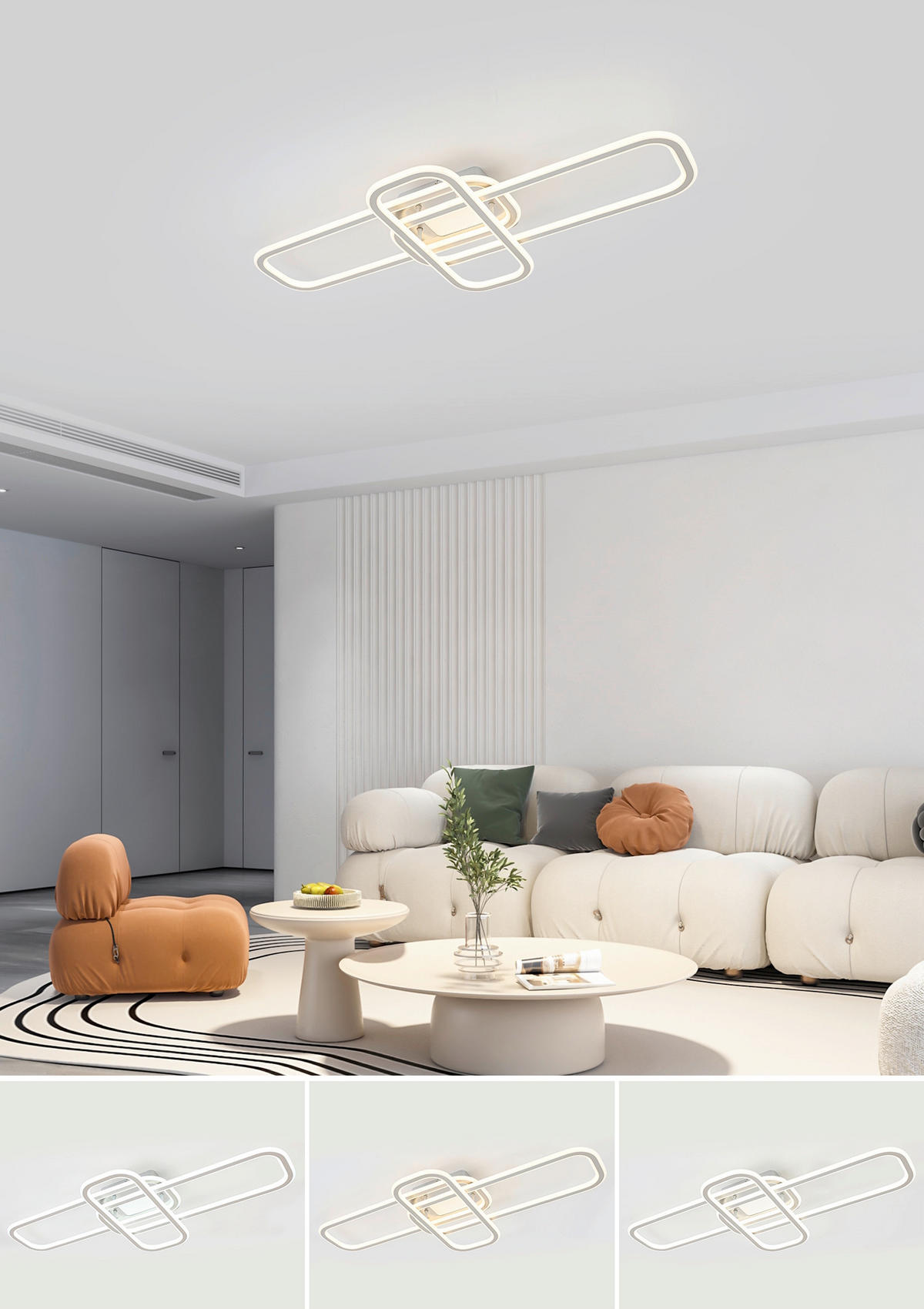 LED-DECKENLEUCHTE Etamin 103/46/11 cm   - Alufarben/Weiß, Design, Kunststoff/Metall (103/46/11cm) - Novel