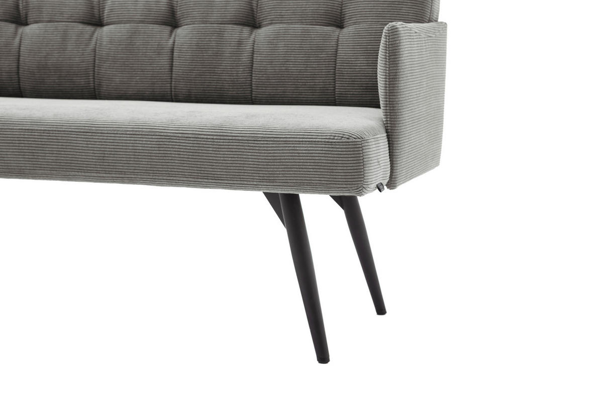 SITZBANK 206/85/69 cm Cord Grau Metall  - Schwarz/Grau, Design, Textil/Metall (206/85/69cm) - Johann Jakob