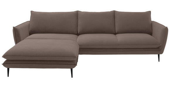 ECKSOFA  in Webstoff Braun  196/304 cm  - Schwarz/Braun, KONVENTIONELL, Textil/Metall (196/304cm) - Hom`in