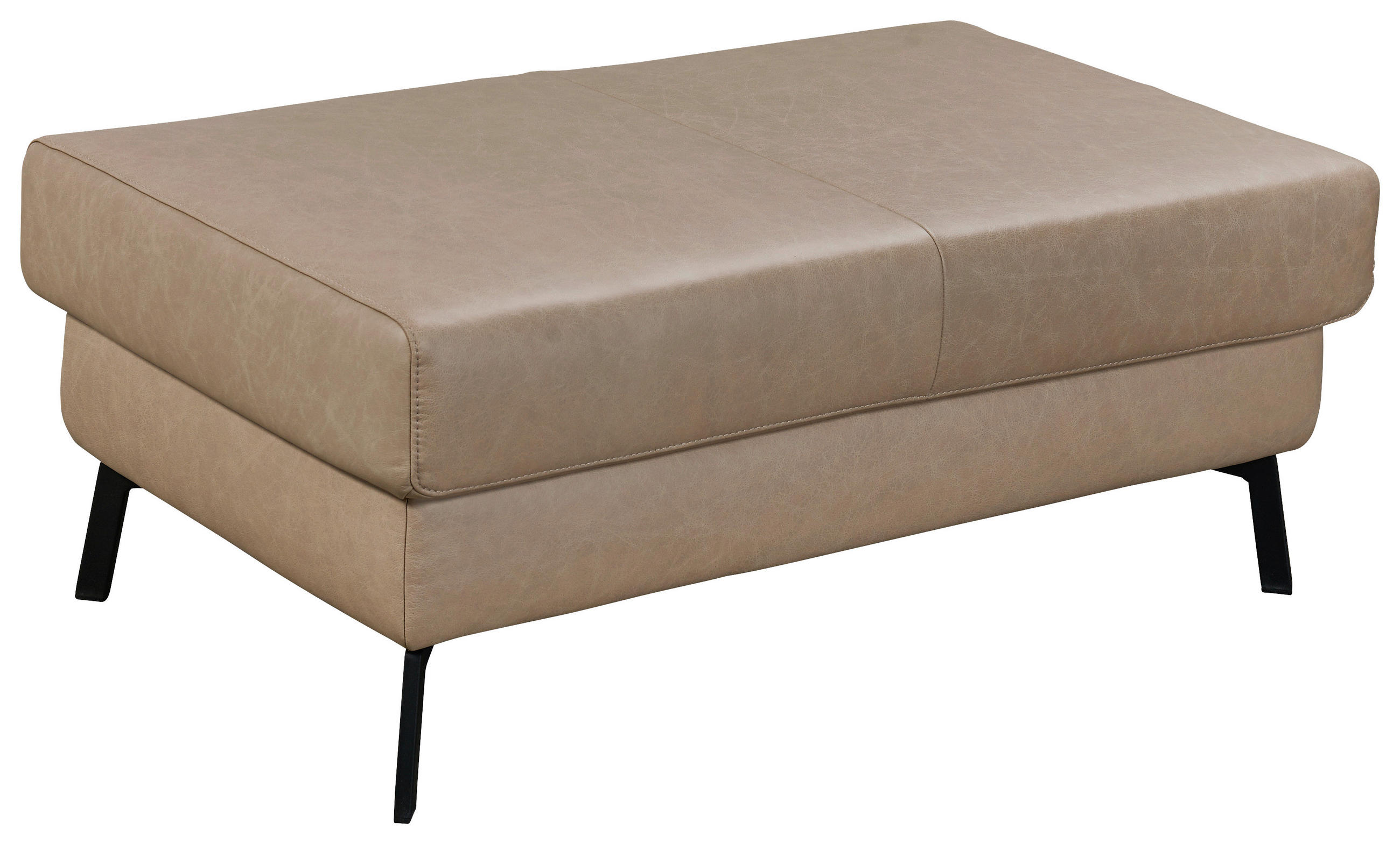 HOCKER Echtleder Taupe  - Taupe/Schwarz, KONVENTIONELL, Leder/Metall (113/47/68cm) - Pure Home Comfort