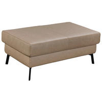 HOCKER Echtleder Taupe  - Taupe/Schwarz, KONVENTIONELL, Leder/Metall (113/47/68cm) - Pure Home Comfort