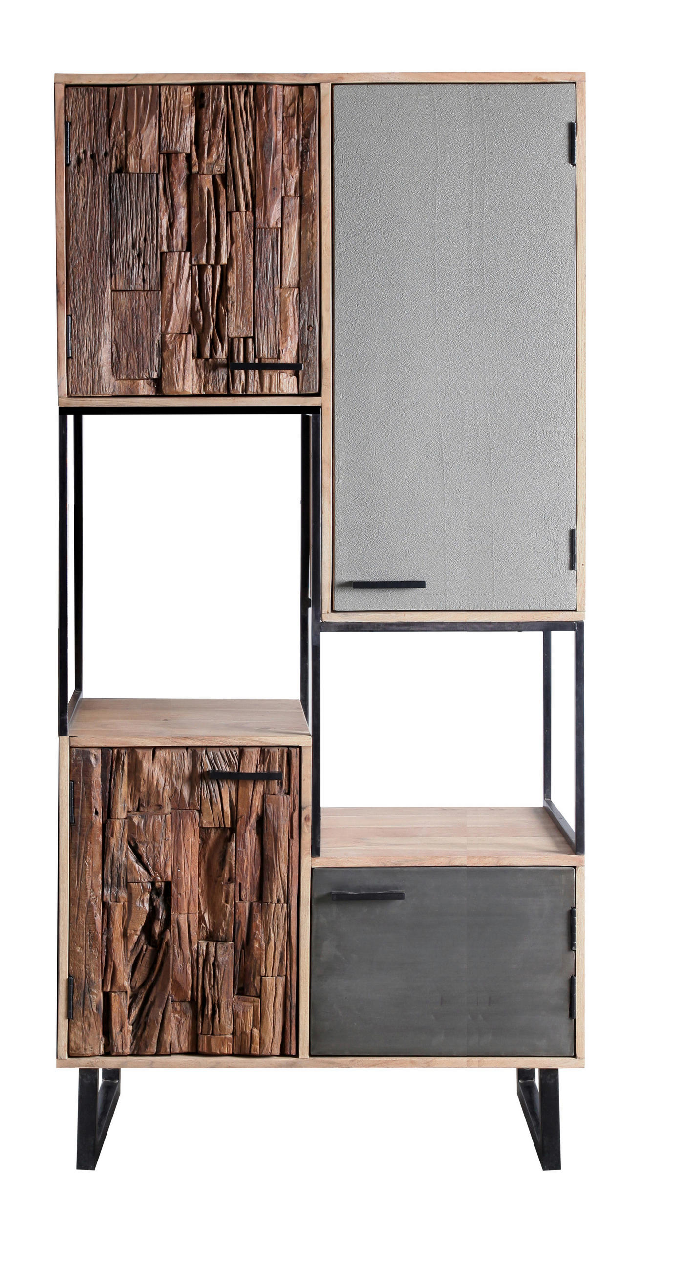 HIGHBOARD  in 88/180/40 cm  - Hellbraun/Schwarz, Design, Holz/Stein (88/180/40cm) - Carryhome