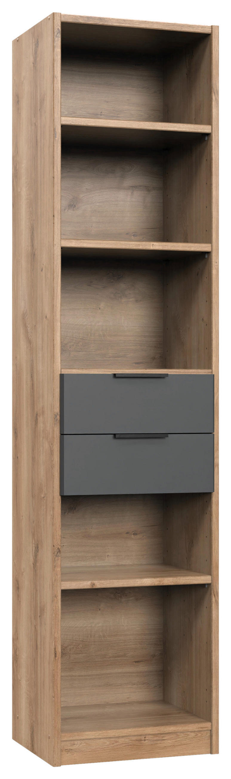 REGAL Graphitfarben, Plankeneiche  - Plankeneiche/Graphitfarben, Design, Holzwerkstoff/Metall (48/197/40cm) - Boxxx