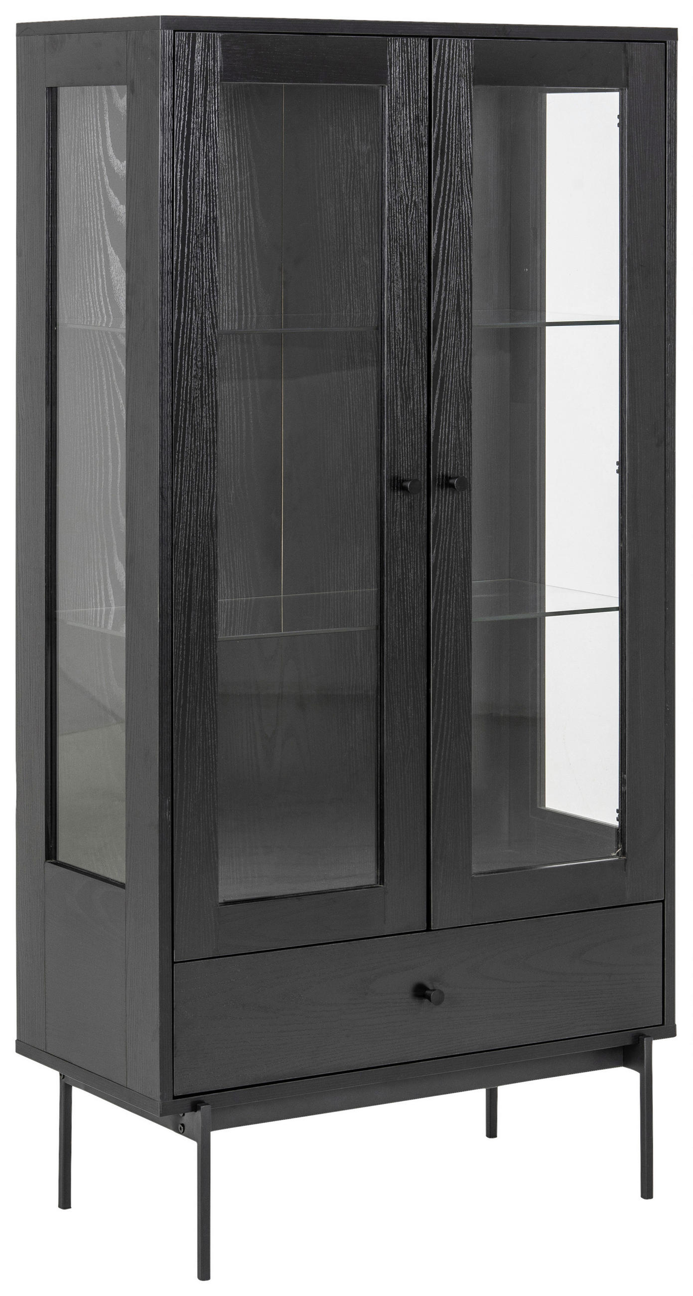 VITRINA 75/152/37,5 cm   - prozirno/crna, Konvencionalno, staklo/drvni materijal (75/152/37,5cm) - MID.YOU