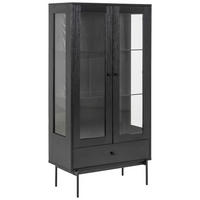 VITRINA 75/152/37,5 cm   - prozirno/crna, Konvencionalno, staklo/drvni materijal (75/152/37,5cm) - MID.YOU