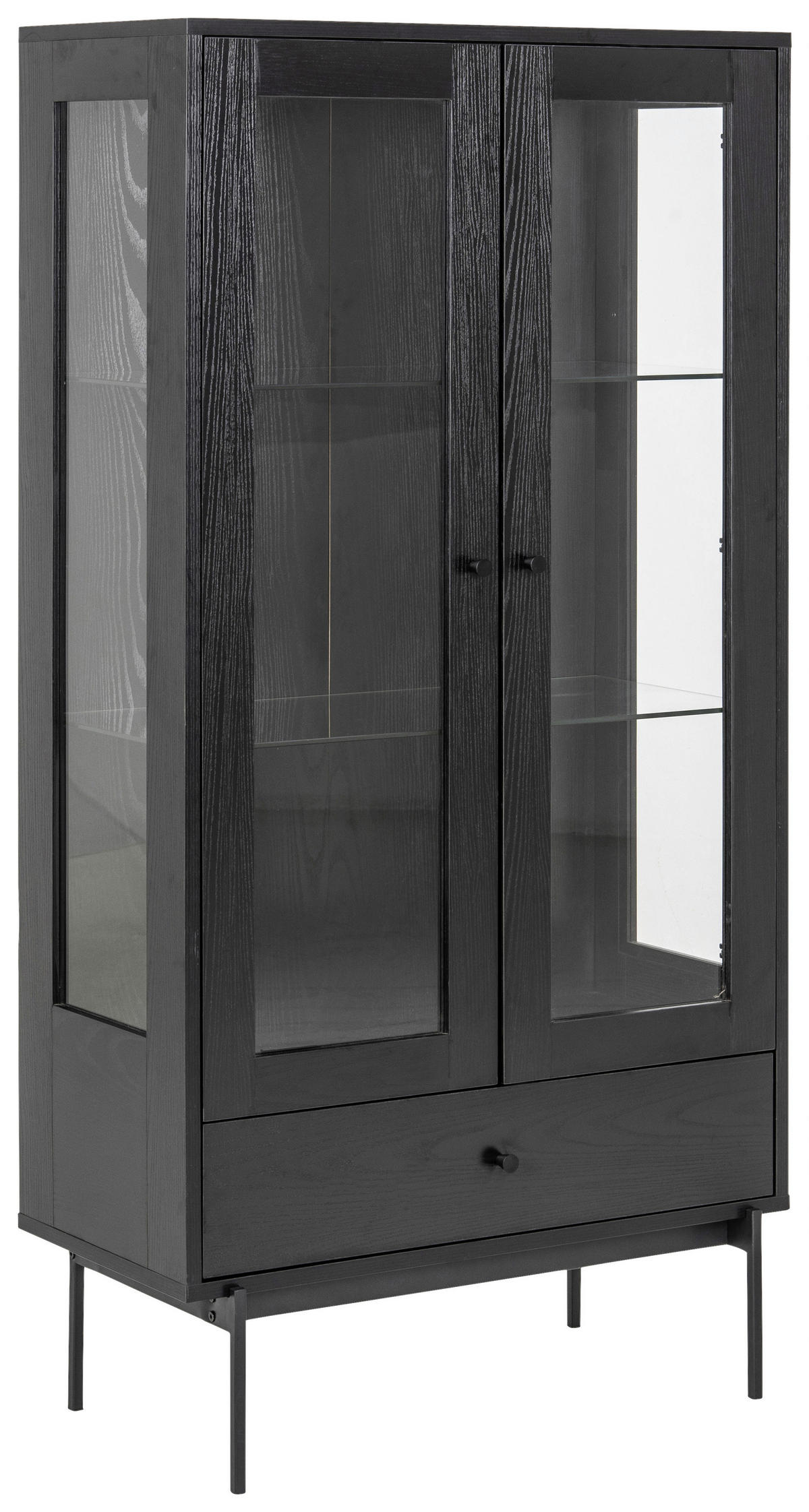 VITRINA 75/152/37,5 cm   - prozirno/crna, Konvencionalno, staklo/drvni materijal (75/152/37,5cm) - MID.YOU