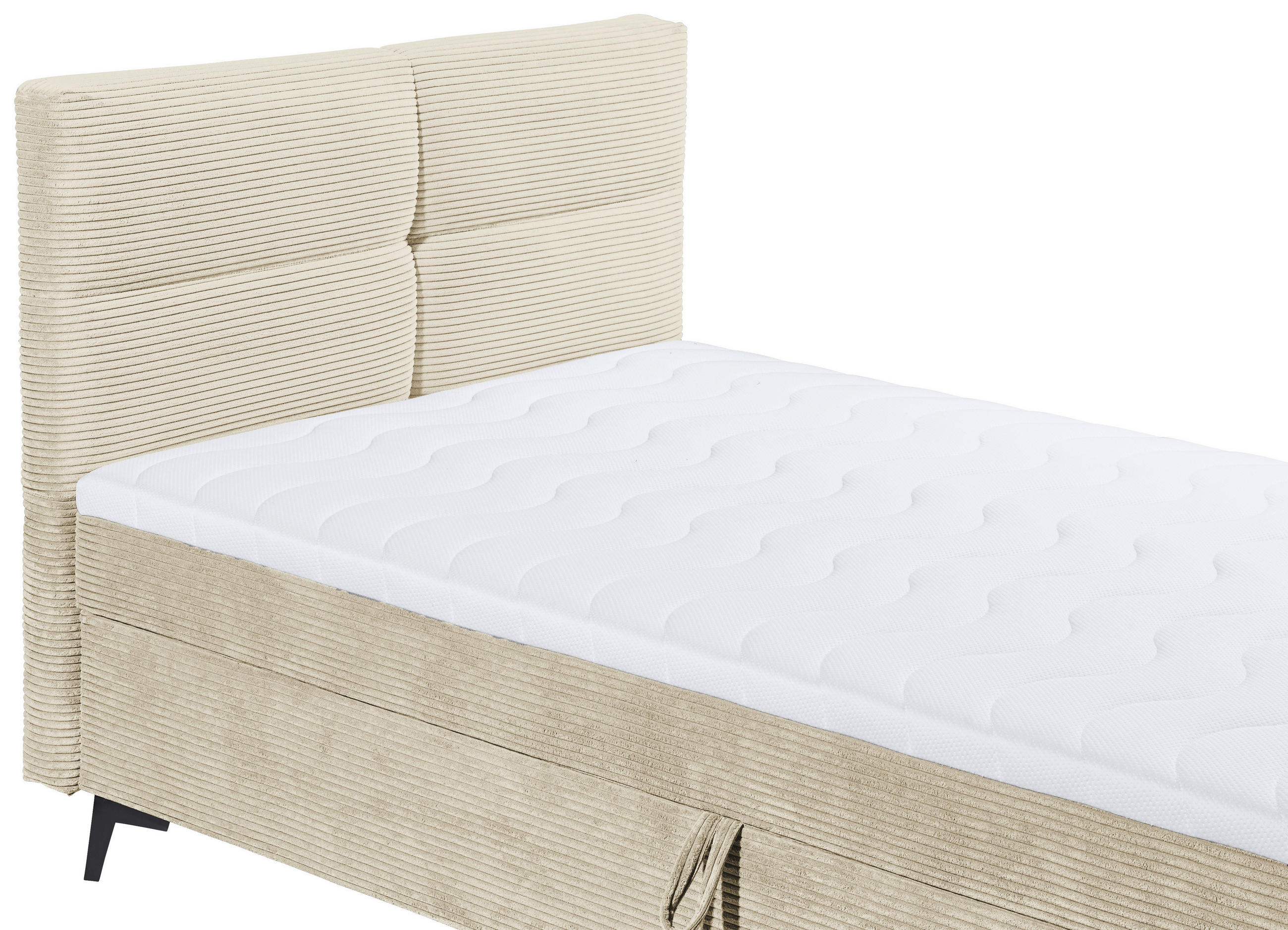 Thumbnail - Mid.you Boxbett Andon 1 BB BK 120, Creme, Textil, H2, Höhe ca. 16 cm, 120x200 cm, Bettkasten, gepolstertes Kopfteil, Sch...